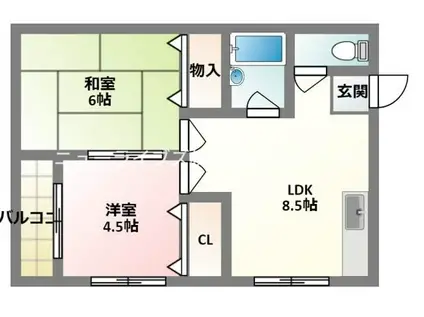 ベルメゾン中西(2LDK/3階)の間取り写真