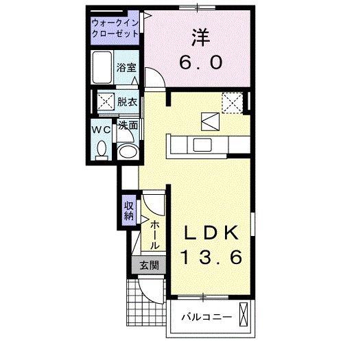 ル・ヴァンB(1LDK/1階)の間取り写真