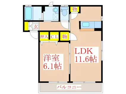 プリンス(1LDK/2階)の間取り写真