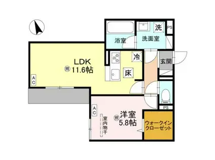 トリシア千躰(1LDK/1階)の間取り写真