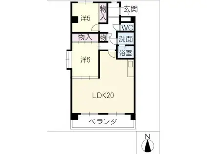 エクセルハイツ(2LDK/1階)の間取り写真