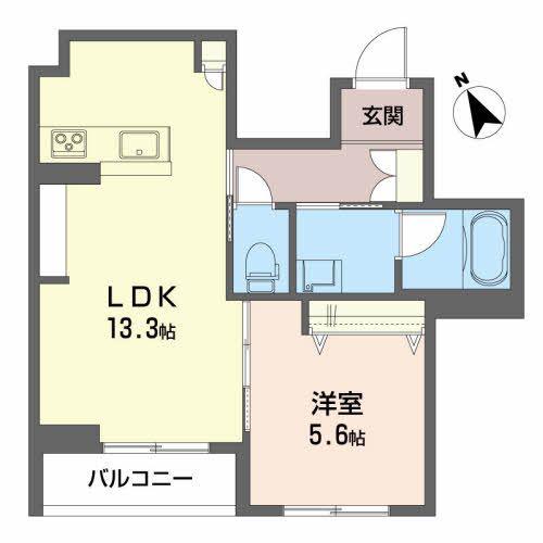 アマテラス泉中央(1LDK/2階)の間取り写真