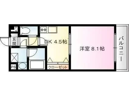 トリプル12(1DK/3階)の間取り写真