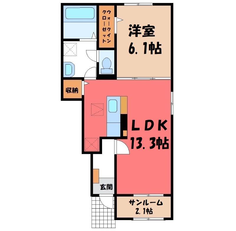 エアリー ブルーム B(1LDK/1階)の間取り写真