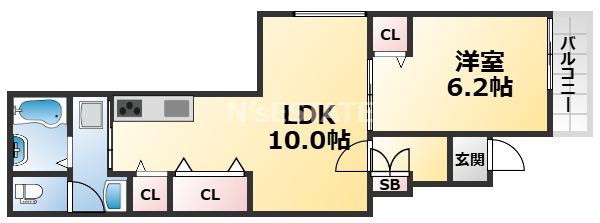 アリビア明神町A棟(1LDK/2階)の間取り写真