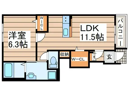 ラ・ソレイユA(1LDK/1階)の間取り写真