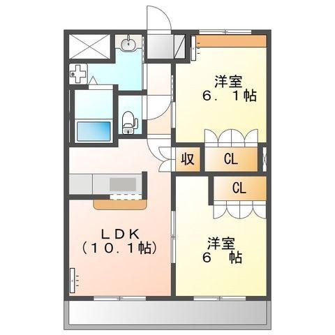 エクセルレモン(2LDK/2階)の間取り写真