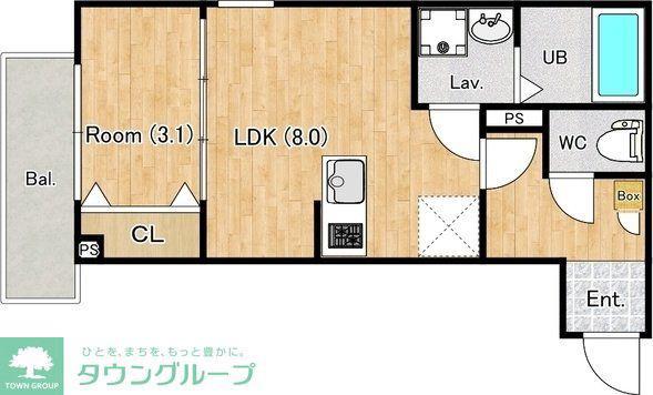 ジーメゾン狭山水野アクア(1LDK/2階)の間取り写真