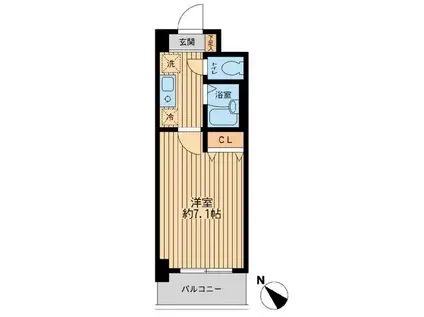 レジディア浦安Ⅱ(1K/3階)の間取り写真