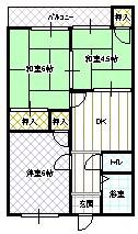 芳栄ハイツ(3DK/4階)の間取り写真
