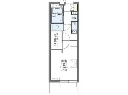 レオパレスリモーネIV(1K/1階)の間取り写真