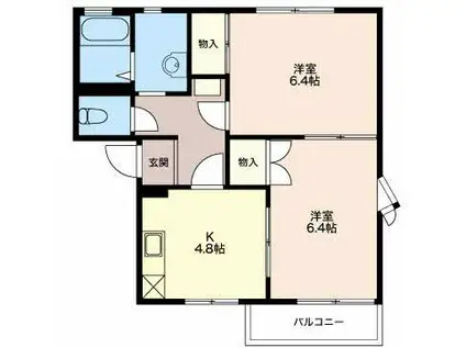 ヴィーノオザワ(2K/1階)の間取り写真