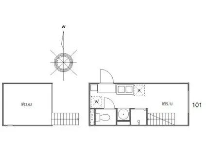 テラス祖師ヶ谷大蔵(ワンルーム/1階)の間取り写真