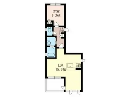 グランドソレイユ下馬(1LDK/1階)の間取り写真