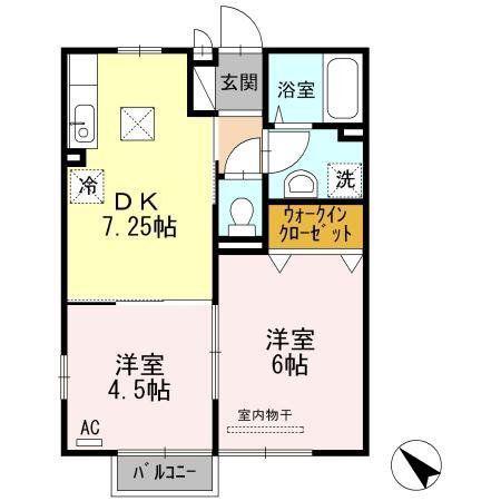 ジェネス南佐賀(2DK/1階)の間取り写真