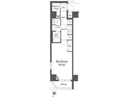 GENOVIA荻窪IISKYGARDEN(1K/4階)の間取り写真