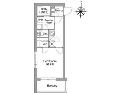 コンフォリア・リヴ両国イースト(1K/2階)の間取り写真