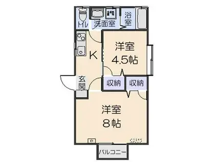 レスポワールG棟(2K/1階)の間取り写真