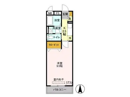 ベルレージュ(1K/3階)の間取り写真