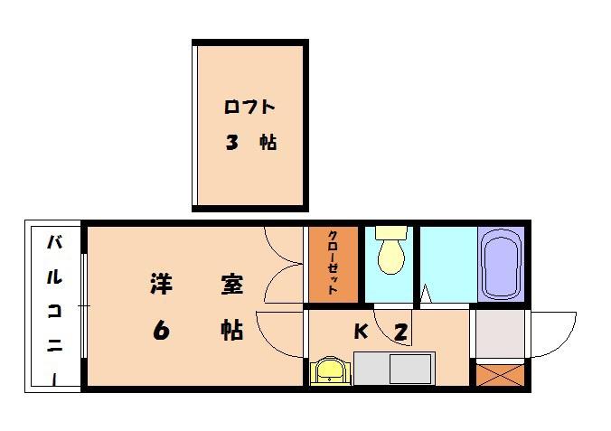 イマージュ香椎Ⅱ(1K/1階)の間取り写真