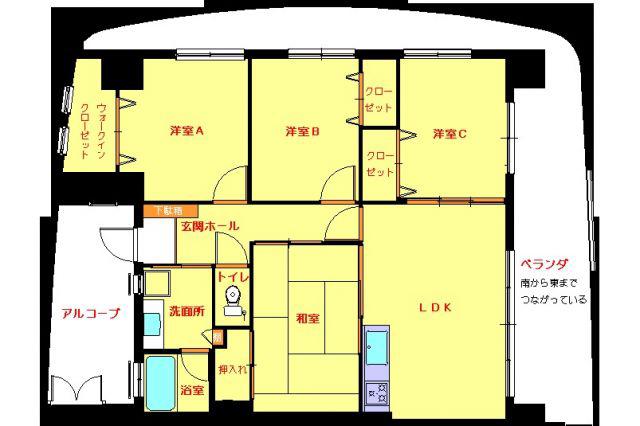 ロイヤルハイツ石黒(4LDK/6階)の間取り写真
