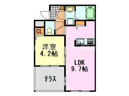 RELACHE南町(1LDK/1階)の間取り写真