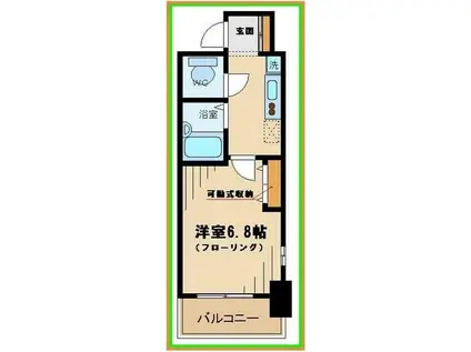 VERONA府中LUSSO(1K/4階)の間取り写真