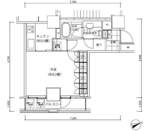 パークキューブ愛宕山タワー(1K/22階)の間取り写真
