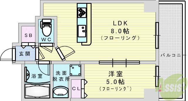 CITY SPIRE十三東(1LDK/4階)の間取り写真