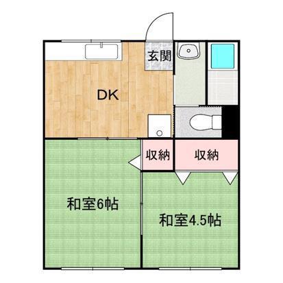 コーポ幸(2DK/1階)の間取り写真