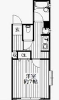 ムーンシックス(1K/4階)の間取り写真