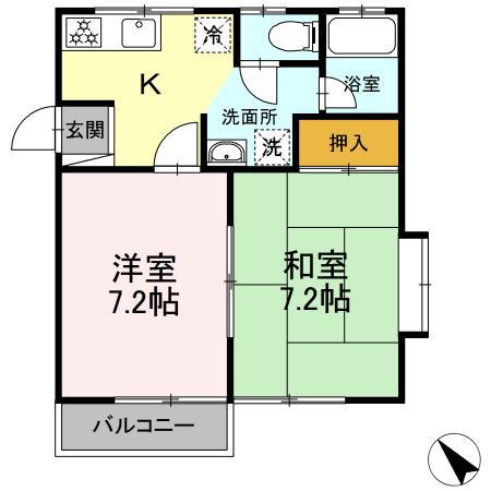 クレメンティアC(2K/1階)の間取り写真