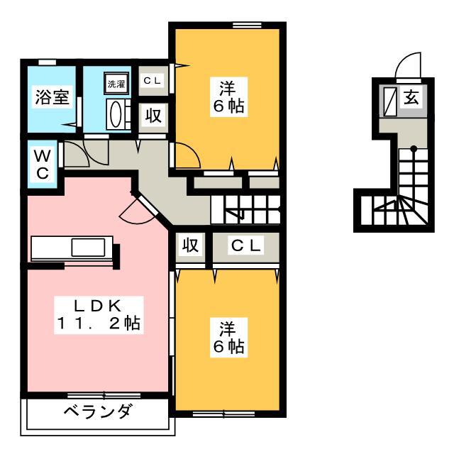 リッツL I(2LDK/2階)の間取り写真