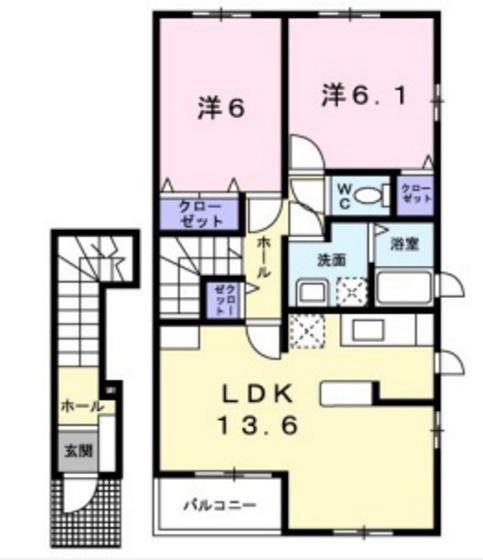 ルージュ(2LDK/2階)の間取り写真