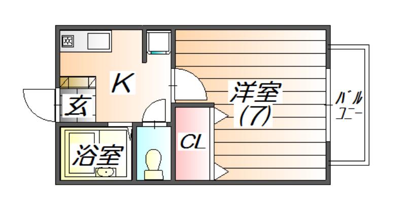 ルミエール池田(1K/2階)の間取り写真