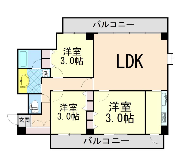グランドール熊内(3LDK/7階)の間取り写真