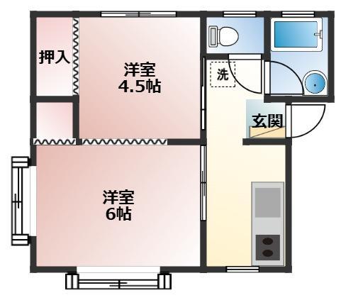 コーポ松山(2K/1階)の間取り写真