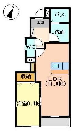 メゾン・ドシャビ 鳥山(1LDK/1階)の間取り写真