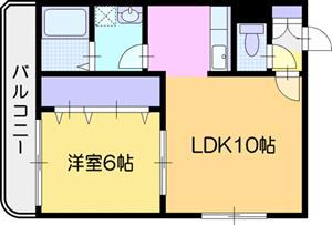 クラスタ(1LDK/2階)の間取り写真