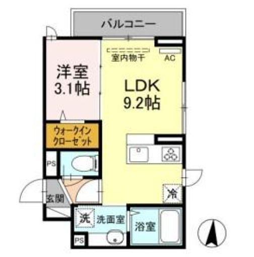 アンジュール南六郷(1LDK/3階)の間取り写真