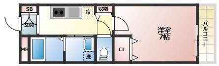リブレメゾン香櫨園(1K/1階)の間取り写真