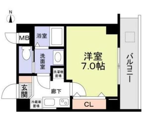 テオリア府中(1K/2階)の間取り写真