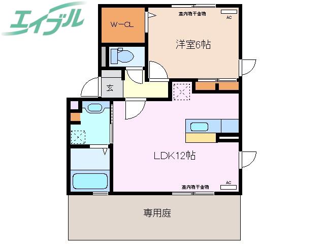 ティーズスクエアーB/C C棟(1LDK/1階)の間取り写真