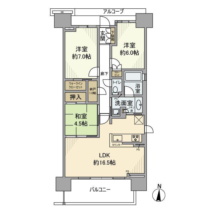 プラウドシティ塚口マークフォレスト(3LDK/13階)の間取り写真