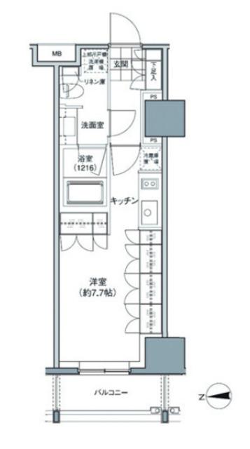 パークハビオ東中野(1K/3階)の間取り写真