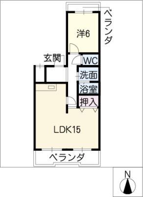 東栄パークハイツ(1LDK/3階)の間取り写真