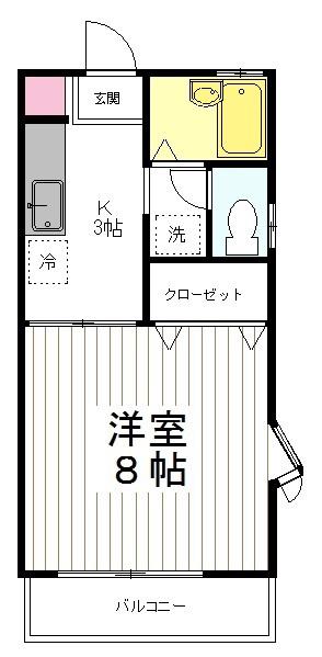 ラフォーレ宮町(1K/1階)の間取り写真