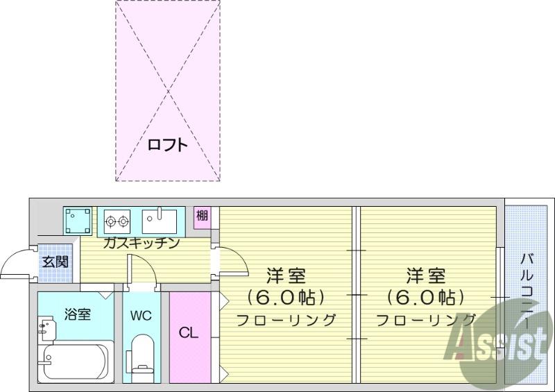 アーバンハイツ百合ヶ丘(2K/1階)の間取り写真