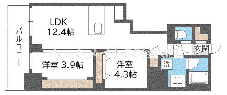 アーバネックス谷町四丁目(2LDK/2階)の間取り写真