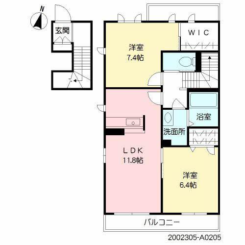 マルヨシコート大村(2LDK/2階)の間取り写真